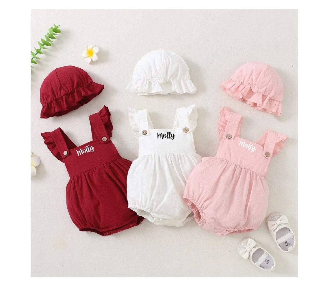 Personalised Baby Romper Set, Frilly Summer Romper Set, Ruffle Romper