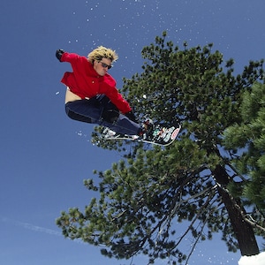 Jeff Brushie 90-tals snowboardåkning @ Snow Summit - Snowboardmagasinomslag -- Jon Foster-foto - 18x24 arkiverat snowboardtryck