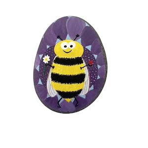 Painted Bee Rock Love Bee painted Rock Bee and Flower Painted Rock