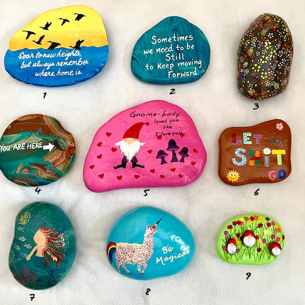 Super SALE Painted Rocks 26 Varieties of Painted Rocks SALE Positive Messages, Mermaids, Gnomes, Acrylic Pours, Kindness Rocks ...