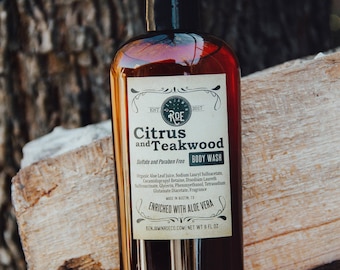 Citrus & Teakwood Body Wash: Natural Aloe Vera Shower Gel