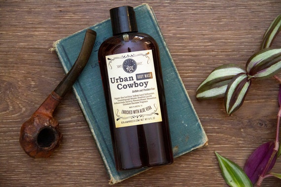 Urban Cowboy Body Wash: Organic Aloe Vera, Tobacco Leaf Scent