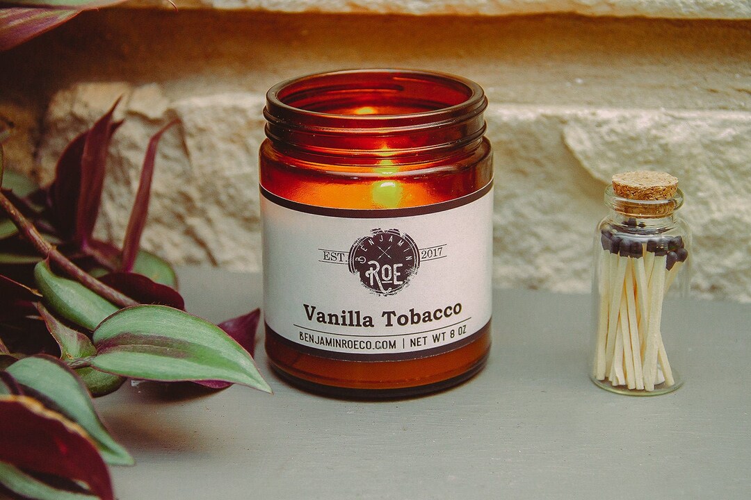 Vanilla Tobacco Scented Candle Pipe Tobacco Soy Candle Gift for Him Man