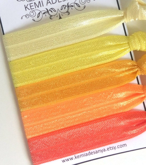 Yellow Orange Ombre Hair Ties Elastic Hair Ties Hair Etsy