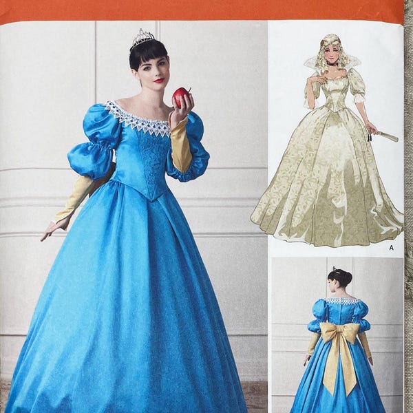 Simplicity 1728 - Princess Gown Sewing Pattern with Juliet Sleeves and Evil Queen Collar - Size 4-12 (29.5-34") - Uncut (FF)