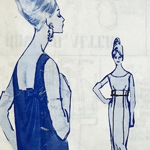 Modes Royale E-1918 Original 1960s Formal Column Dress Sewing Pattern with Back Wrap - Size 10 (31")