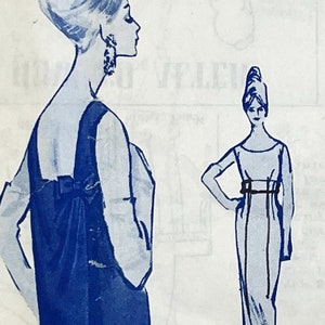 Modes Royale E-1918 - Patrón de costura original de vestido de columna formal de la década de 1960 con espalda cruzada - Talla 10 (31") - Corte de fábrica