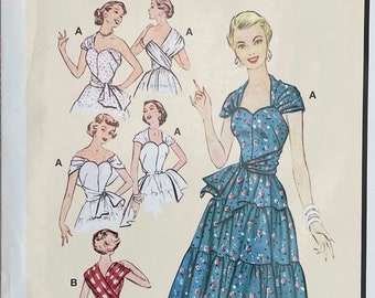 McCall's 8280 - Reissued 50's Convertable Sweetheart Dress with Tiered Skirt Pattern - Size 6-14 or Size 16-24 - Uncut FF)