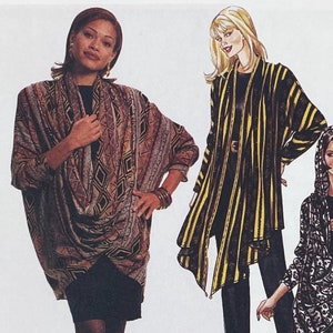 McCall's 7875 - 1990s Oversized Draped Collar Cocoon Jacket, and Pull-On Pencil Skirt or Pants Sewing Pattern - Medium (34-36") - Uncut (FF)