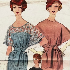 Vogue 1493 - Jacques Heim Rare Cape-Sleeved Tunic Dress Pattern - Size 10 (31&quot;) or Size 12 (32&quot;)- Uncut (NO ENVELOPE)