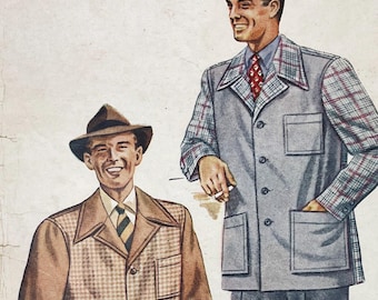 McCall 5628 Original 1940s Men's Loose Fit Sports Jacket Sewing Pattern - Cut Size Medium (38-40")