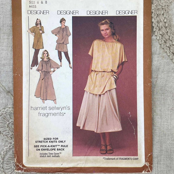 Simplicité 8648 - Harriet Selwyn's Fragments 1970s Flowing Tunic, Dress, Jupe et Pantalon Pattern - Taille 6-8 (30,5-31,5") - non coupé (FF)