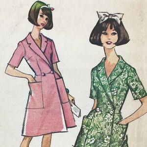 McCall's 7832 - 1960s Wrap-Around Brunch Coat Dress Sewing Pattern - Size 14 (34") - Cut