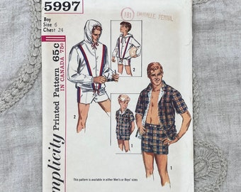 Simplicity 5997 - 1960s Youth Beach Ken Style Shorts and Jacket Pattern - Size 6 (24") - Cut