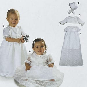 Burda 9649 - Infant Heirloom Gown, Bonnet and Sweater Sewing Pattern - Size 1-18 Months - Uncut (FF)