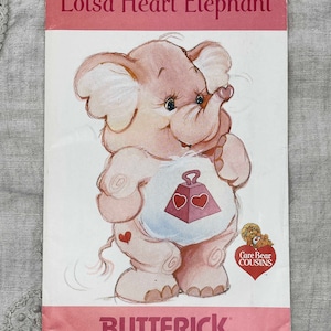 Butterick 3368 Lotsa Heart Elephant Care Bear Cousins Sewing Pattern - Uncut 18" Toy