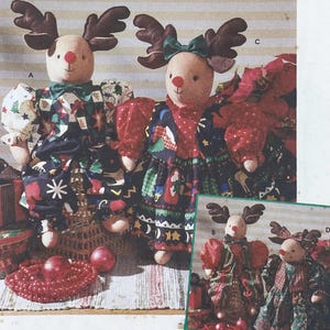 Simplicity 7893 Faith Van Zanten Stuffed Reindeers with Clothes Sewing Pattern - Uncut (FF)