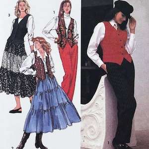 Simplicity 8548 Full Tiered Skirt, Pull-On Pants, and Lined Vest Sewing Pattern - Size 12-16 (34-38")  Uncut