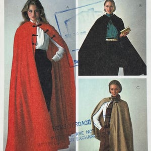 McCall's 7323 - 1980s Floor Length Frog Closure Cape Sewing Pattern - Size Small (32.5-34") - Uncut (FF)