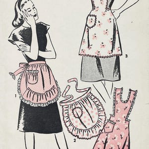 Advance 4054 - 1940s Full and Ruffled Hostess Apron Sewing Pattern - Medium (34-36") - Factory Cut