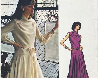 Vogue 1102 - Belinda Bellville Bias Cut Cowl Dress with Dropped Waist Circle Skirt - Size 8 (31.5") - Uncut (FF)