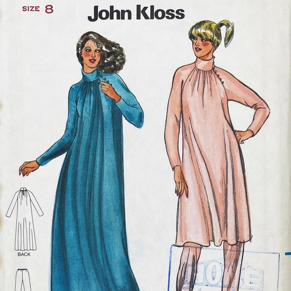 Butterick 6371 - John Kloss 1970er Jahre Rollkragenkaftan, Tunika und Hosenmuster - Größe 8 (31,5") - Ungeschnitten (FF)