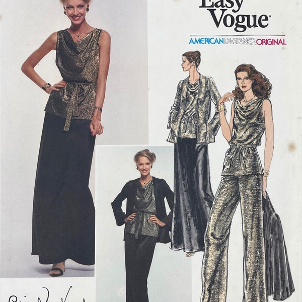 Vogue 1803 - Edith Head 1970s Couture Disco Jacket, Draped Blouse, Skirt and Pants Pattern - Size 8 (31.5") -Uncut (FF)