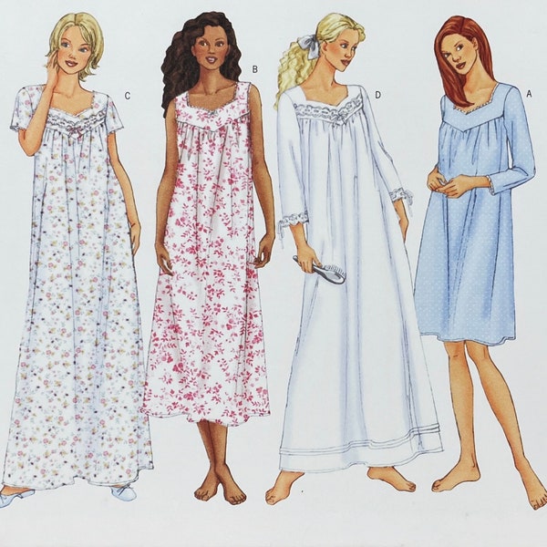 Butterick 6838 - Romantic Nightgown Pattern - Size XS-M - Uncut (FF)