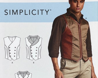 Simplicity 9087 - Men's Victorian Steampunk Corset Vest Pattern  - Size 38-44 - Uncut (FF)