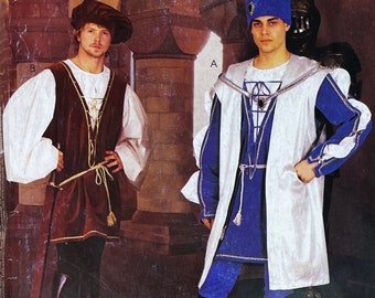 McCall's 2802 - Mens Renaissance Costume Pattern - Size S-M or Size L-XL -  Uncut (FF or Refolded)