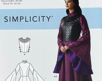 Simplicity 9089 - Medieval Fantasy Gown Pattern - Size 6-14 or 14-22 - Uncut (FF)