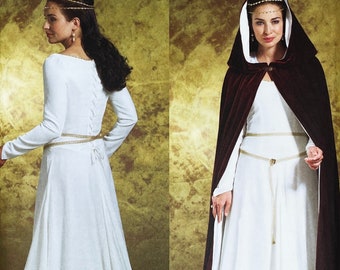 Butterick 4377 - Medieval Cape and Cotehardie Gown Pattern with Princess Seams - Size 6-12 or 14-20 - Uncut (FF)