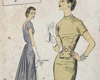 Advance Import 104 - Giovanelli Sciarro 1950s Draped Fan Back Designer Sheath Dress Pattern - Size 10 (28") - Uncut (FF)