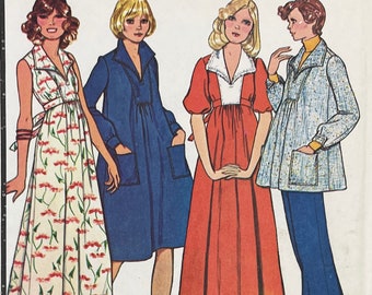 McCall's 4637 - 1970s Maternity Dress, Top and Pants Pattern with Yoke and Wide Collar - Size 8 (31.5") or Size 10 (32.5")