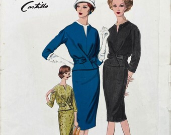 Vogue 1494 - Lanvin Castillo 1960 Vogue Paris Sculpted Two Piece Dress Pattern - Size 10 (31") - Uncut (FF)