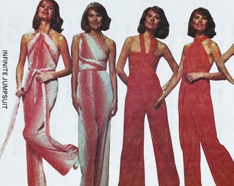 McCall's 5529 - 1970s The Infinite Jumpsuit  Wrap / Draped Jumpsuit Pattern - Petite (30.5-31.5") - Uncut (FF)