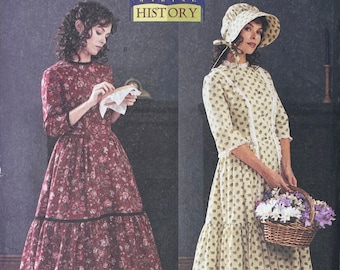 Butterick 3992 - Cottagecore Pioneer Prairie Dress and Bonnet Pattern - Size 6-10  (30.5-32.5") - Uncut (FF)
