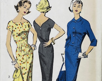 Advance 8678 - 1950s Sheath Dress With Raglan Jacket - Size 14 (34") - Cut