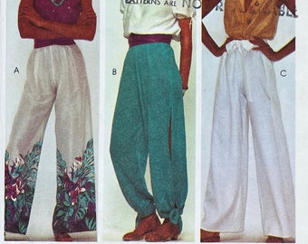 McCall's 7570 - 1980s Wide Leg Harem Pants Pattern with Side Slits and Ankle Ties - Size 6-8 (Hip 32.5-33.5") - Uncut (FF)