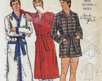 Butterick 6275 - 1970s Men's Full Length Robe Pattern - Size Small (34-36") - Cut