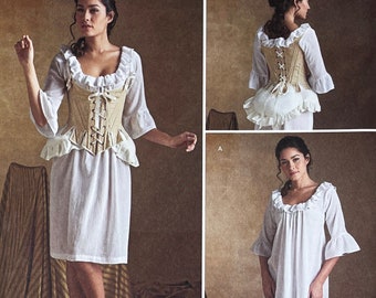 Simplicity 8162 - 18th Century Corset, Shift and Bum Pad Pattern - Size 6-14 or 14-22  - Uncut (FF)