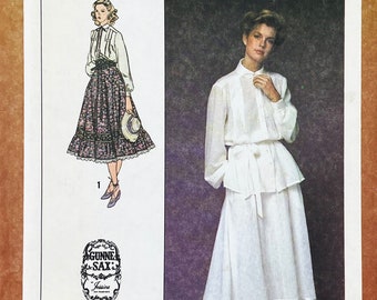 Simplicity 8907 - Gunne Sax Blouse and Skirt Pattern - Size 10 (32 1/2") - Uncut (FF)