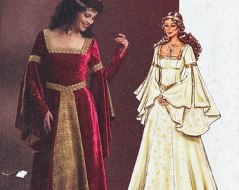 Butterick 4571 - Medieval Gown Pattern with Long Flounce Bell Over-Sleeves  - Size 6-12 (30.5-34") - Uncut (FF)