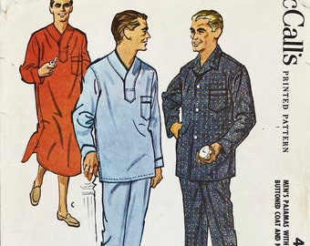 McCall's 4815 - 1950s Men's Pajamas and Nightshirt Pattern - Size Medium (38-40") - Cut