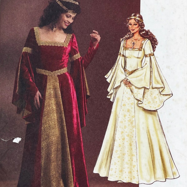 Butterick 4571 - Medieval Gown Pattern with Long Flounce Bell Over-Sleeves  - Size 6-12 (30.5-34") - Uncut (FF)