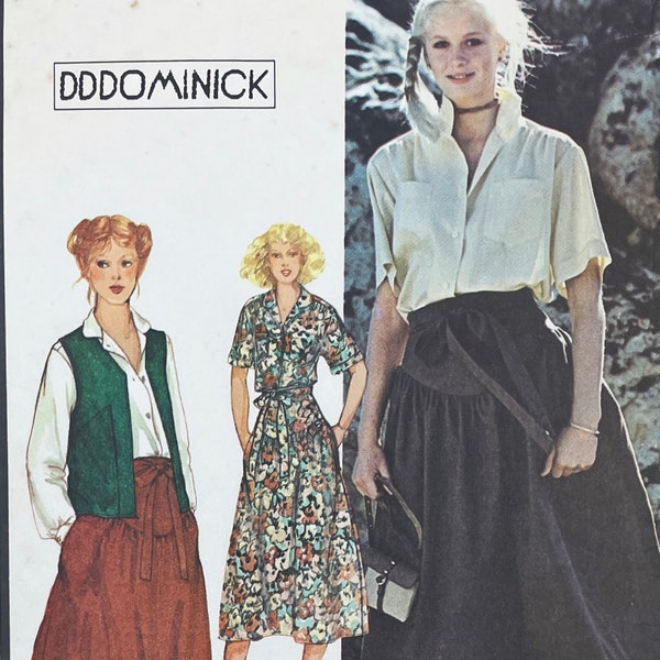 McCall's 6184 - DDDominick  Deep Yoke Skirt, Blouse and Reversible Vest Pattern - Size 8 (31.5") - Uncut (FF)