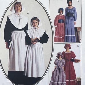 McCall's 2337 Girls' Pioneer, Prairie and Quaker or Puritan Dress  and Bonnet Sewing Pattern - Size 10-12 (27-28.5") Uncut