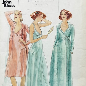 Butterick 5120 Original John Kloss Nattlinne och Morgonrock Sömnadsmönster - Storlek 12 (B34") Skärning