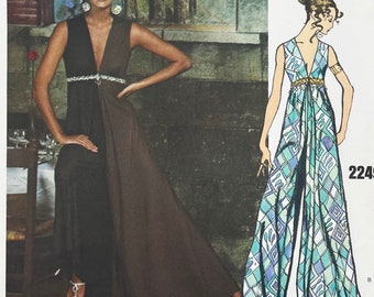 Vogue 2249 - Pucci Late 1960s Plunge Front Jumpsuit Pattern - Size 10 (32.5&quot;) - Uncut (FF)