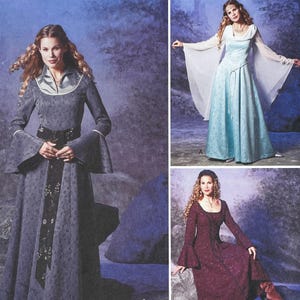 Simplicity 9891 - Medieval Fantasy Sewing Pattern with Angel or Bell Sleeves - Size 6-12 (30.5-34") - Uncut (FF)